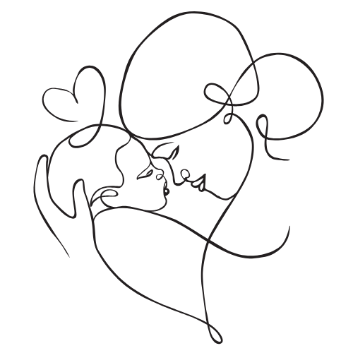 Drawing of a mom and her newborn